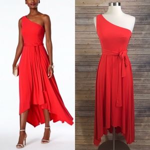 Vince Camuto Belted One-shoulder Maxi Dress Orange
